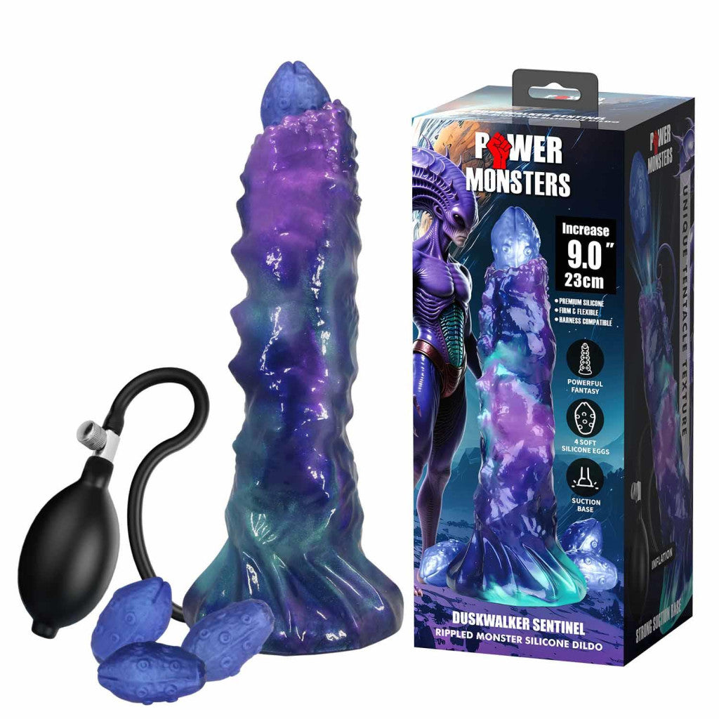 Power Monsters Dildo Gagged Pumpable Silicone 23 Cm Nebula-purple