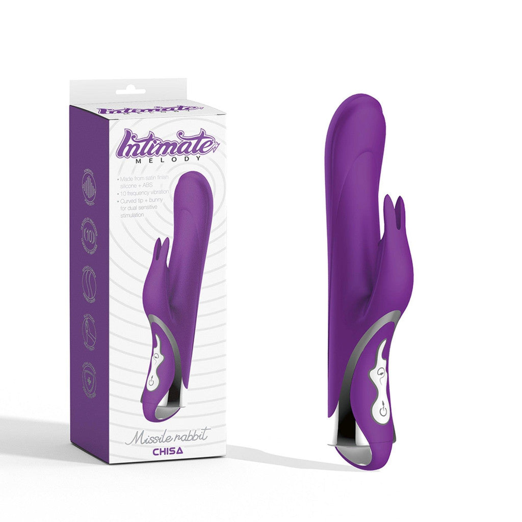 Missile Vibrator Waterproof 10 Speeds 3 Rotating Modes 23.5 Cm Purple