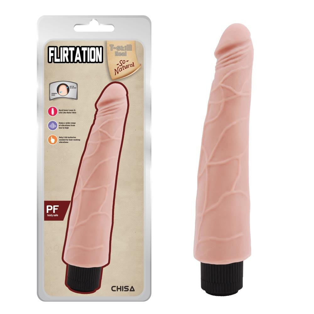 Flirtation Vibrator Smooth Surface Adjustable 24 Cm Flesh Color