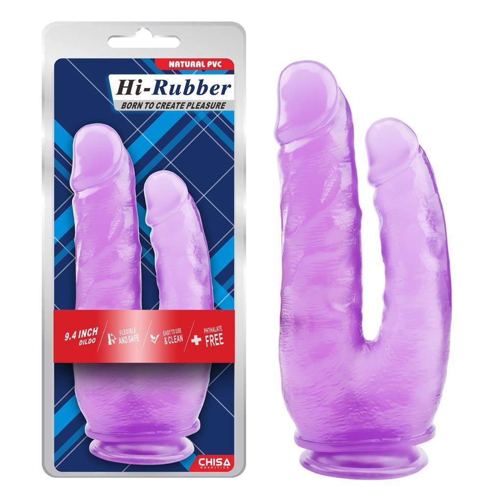 Dildo Double Penetration With Suction Cup 24 Cm Purple Pvc