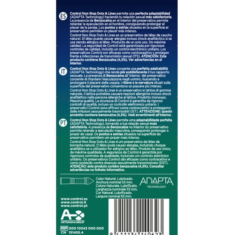 Control - Nonstop Dots And Lines Condoms 12 Pcs