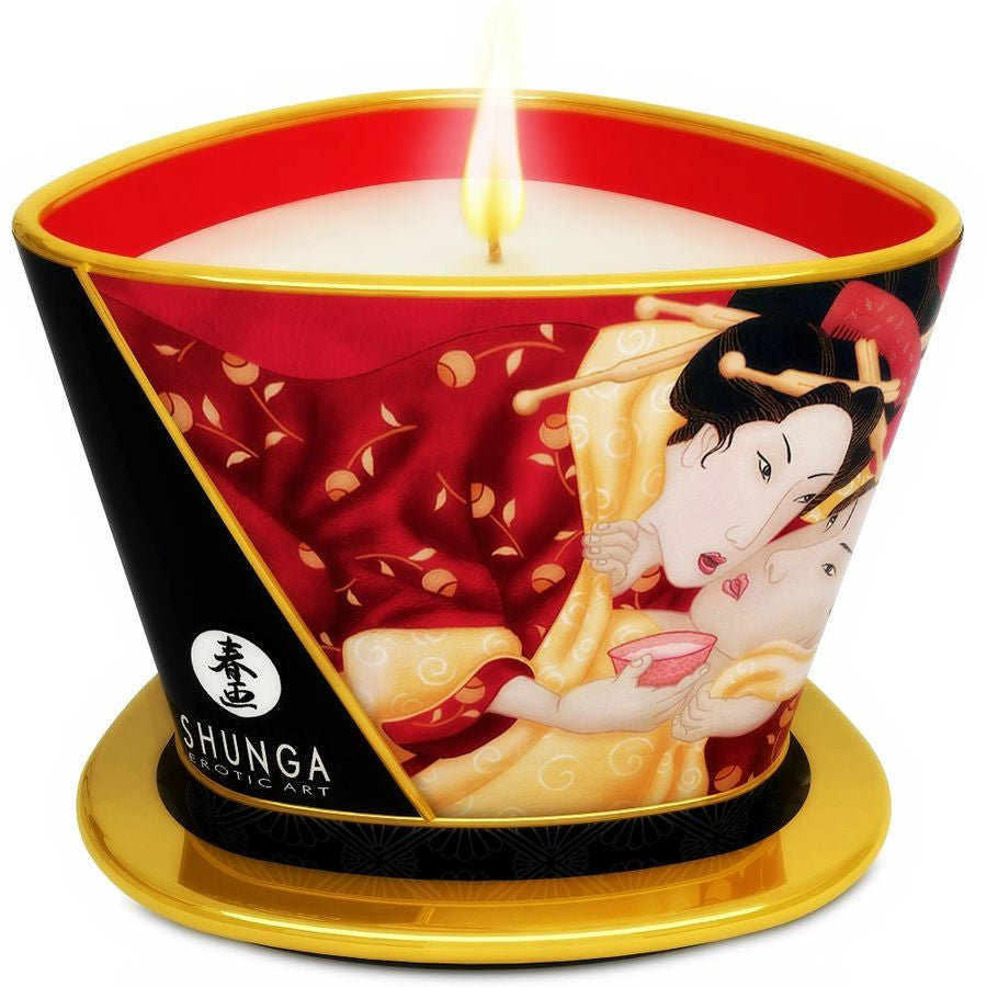 Shunga - Strawberry And Cava Massage Candle For Sensual Comfort