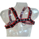 Leather Body Harness - With Chain Black/red
