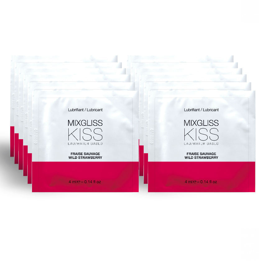Mixgliss – Strawberry Flavored Water-based Lubricant 12 Individually Sealed