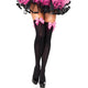 Leg Avenue - Black And Pink High Nylon Stockings With Bow