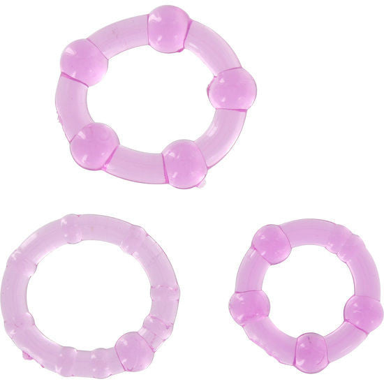 Seven Creations - Three-piece Purple Penis Ring Set