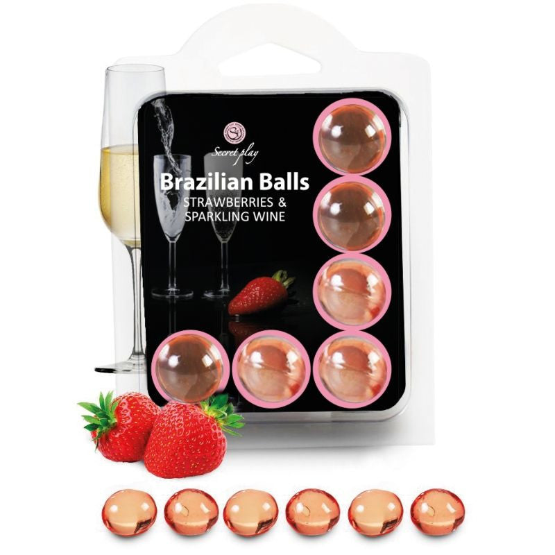 Secretplay - 6 Brazilian Balls In Strawberry Flavor With Cava