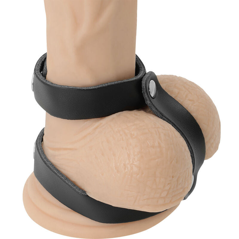 Darkness - Adjustable Leather Penis And Testicle Ring