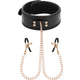 Begme - Black Collar With Nipple Clips Premium Effect