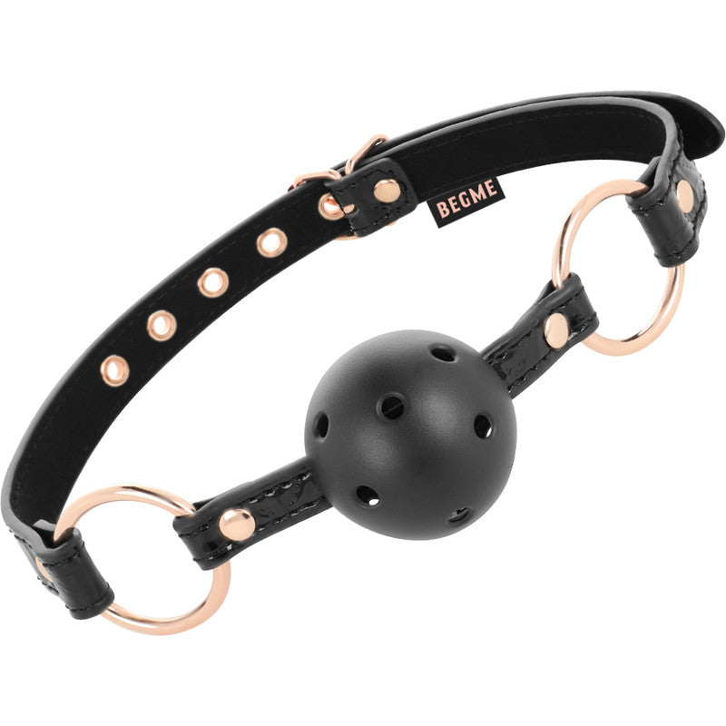 Begme – Black Leather Ball Gag Made Of Premium Vegan Leather