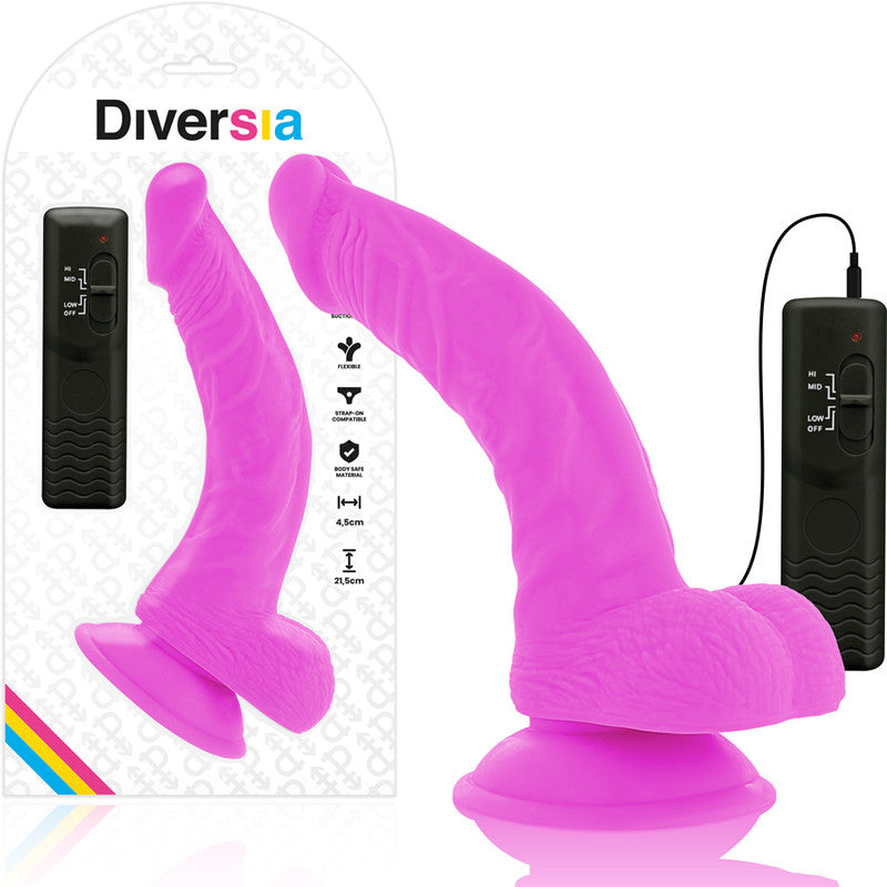Diversia – Flexible Vibrating Dildo 21.5 Cm Purple