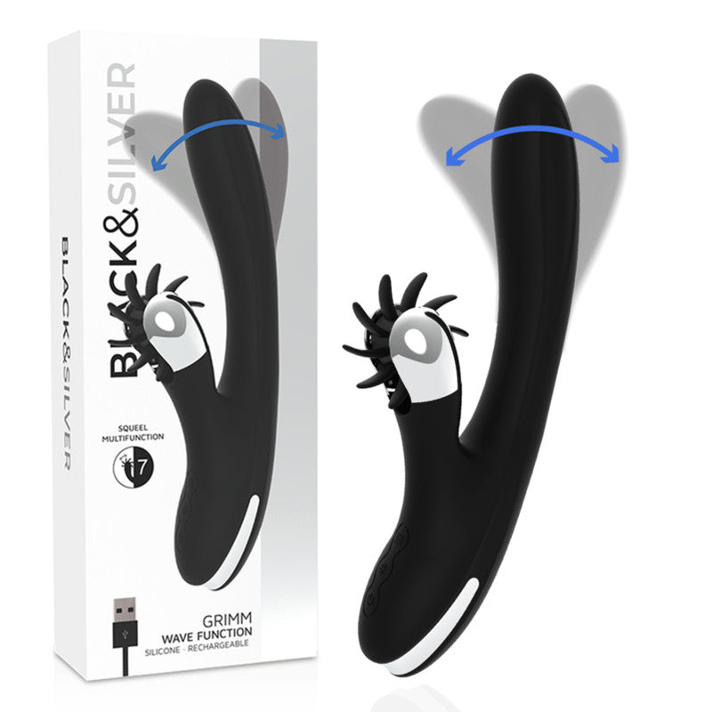 Black&silver - Sensual Bunny Vibrator With Wave Function