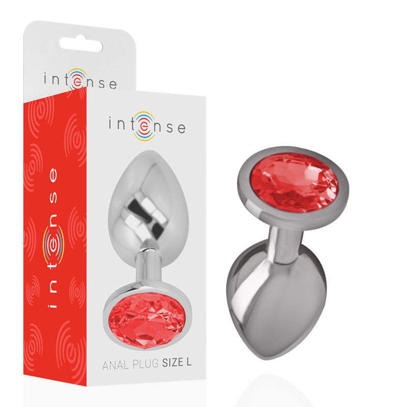 Intense – Premium Aluminum Anal Plug With Red Crystal L-size