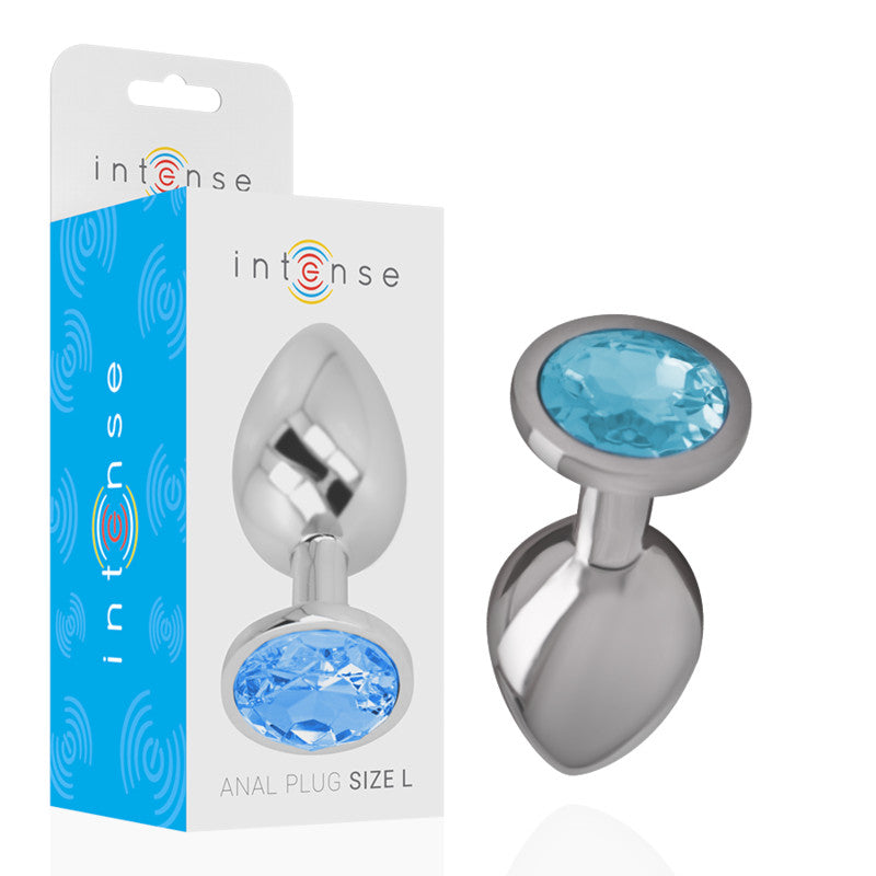 Intense – Premium Aluminum Anal Plug With Blue Crystal L