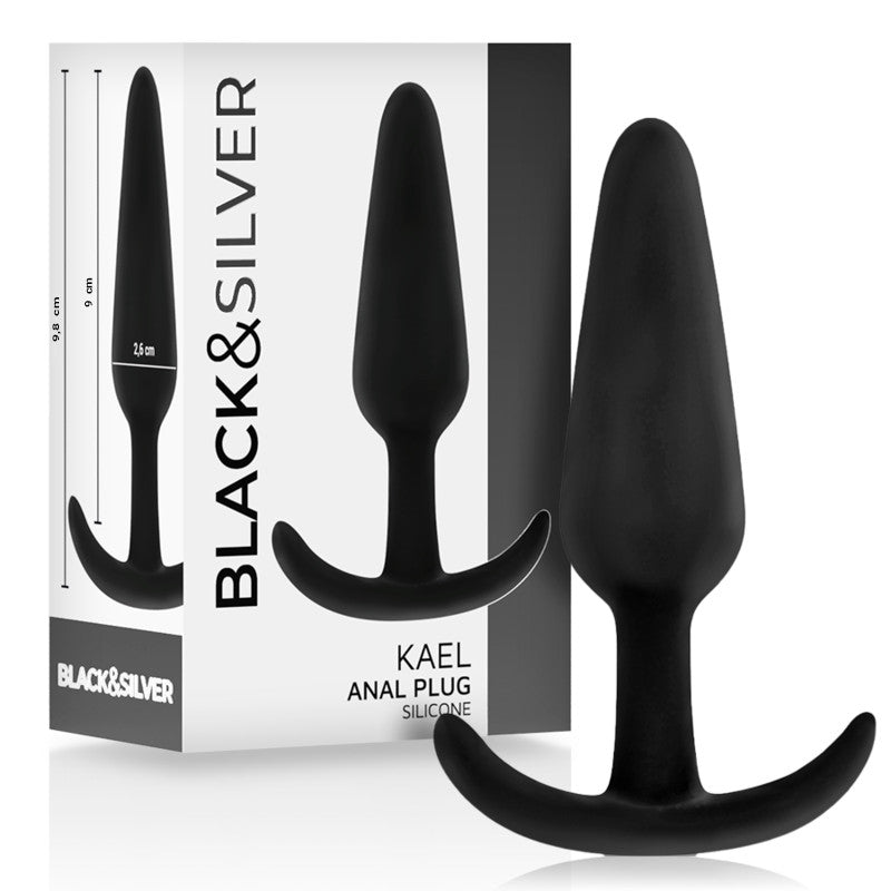 Black&silver - Medium Handle Silicone Anal Plug