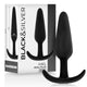 Black&silver - Medium Handle Silicone Anal Plug