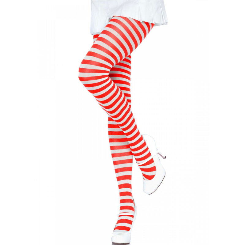 Leg Avenue – Stylish White And Red Striped Tights