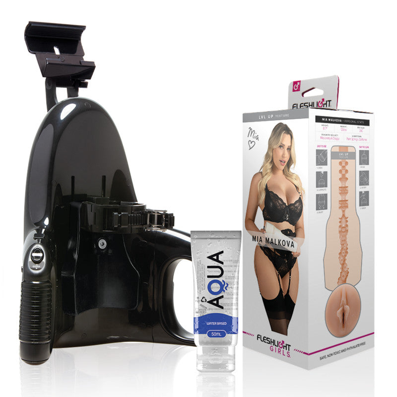 Fleshlight Mia Malkova Lvl Up Masturbator With Universal Automatic Adapter + 50ml Lubricant - Vagina