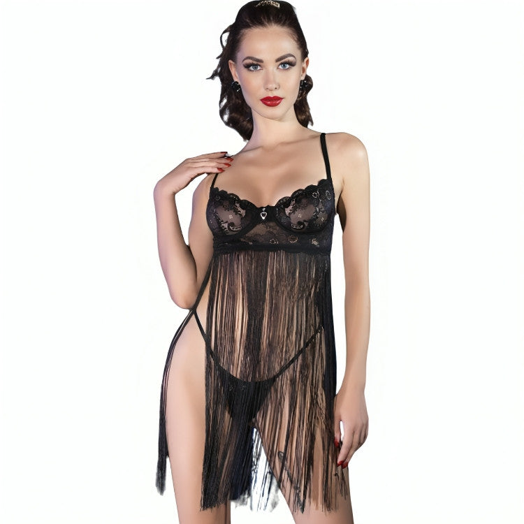 Chilirose - Elegant Black Babydoll In Size L/xl