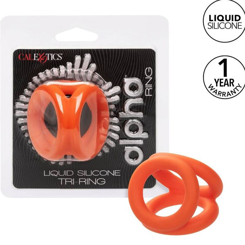 Calexotics - Premium Three-ring Penis Ring - Orange