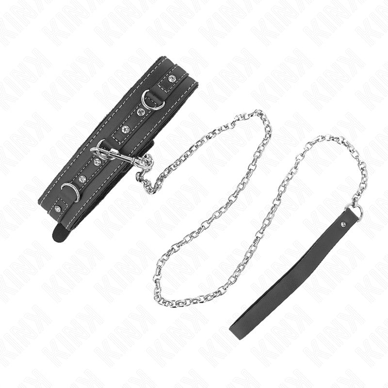 Kink - Premium Pvc Leather Necklace With Rhinestones