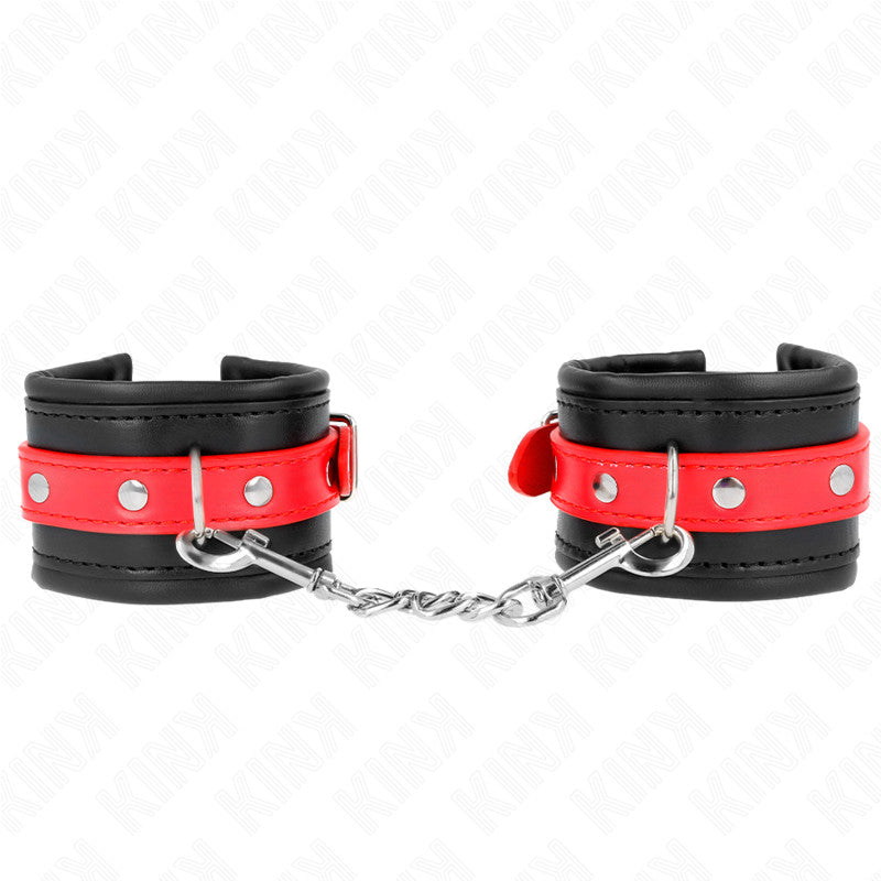 Kink - Adjustable Black Wrist Cuffs With Red Belt