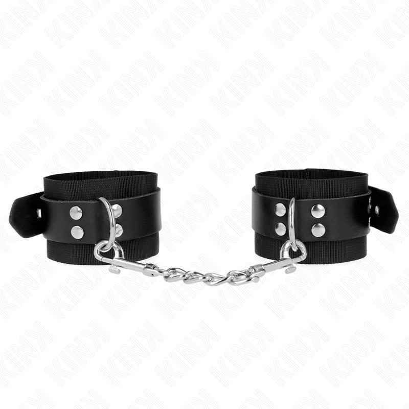 Kink – Adjustable Nylon Wristband With Leather Belt Black