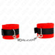 Kink - Beginner Premium Furry Handcuffs Black-red 30 X 7 Cm