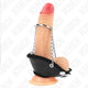 Kink - Metal Penis Ring With Chain Containing Leather Strap