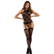 Subblime – Mesh Bodystocking With Garter Belt And Floral Pattern