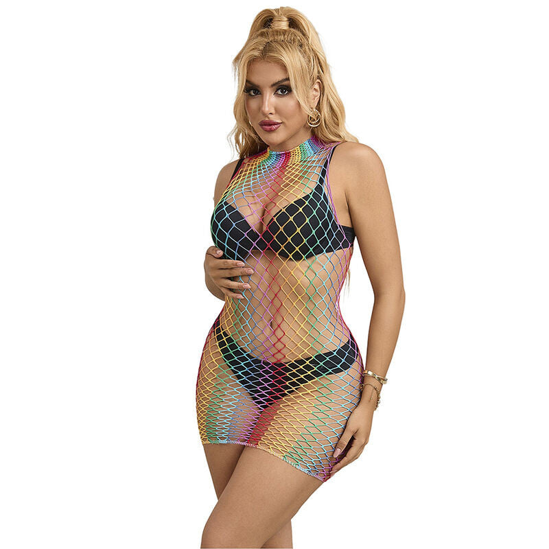 Subblime - Rainbow Mesh Sleeveless Dress One Size
