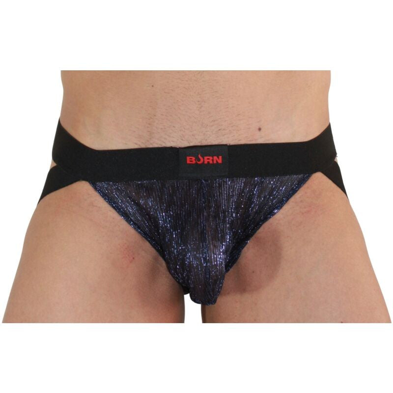 Burn - Shiny Blue-black Jockstrap 006 Size M