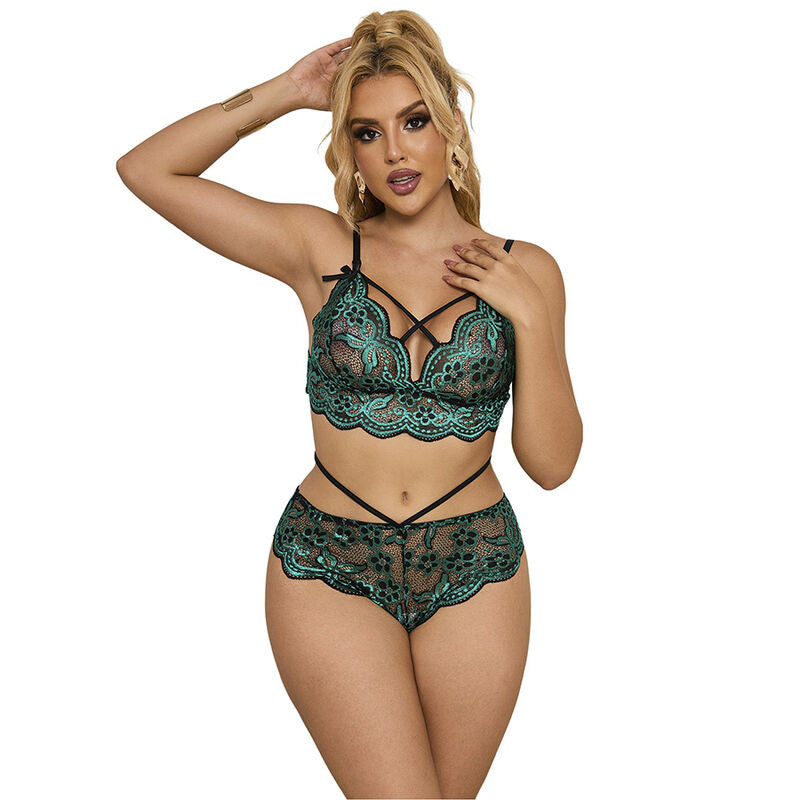 Subblime - Lacy Green Bra And Thong S/m