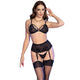 Chilirose – Sensual Black Bra With Thong And Stockings