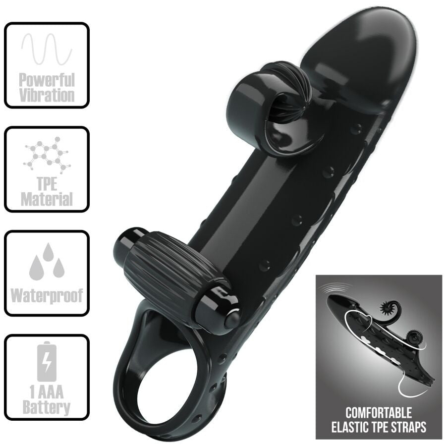 Pretty Love Vibrating Penis Sleeve Tpe Material Black