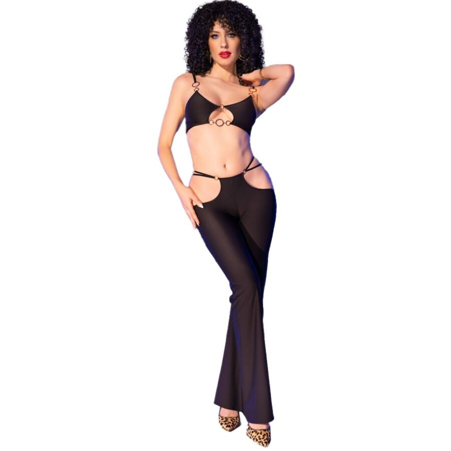Chilirose - Black Top And Leggings With Gold Accessories