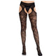 Leg Avenue – Floral Lace Garter Belt Black Stockings