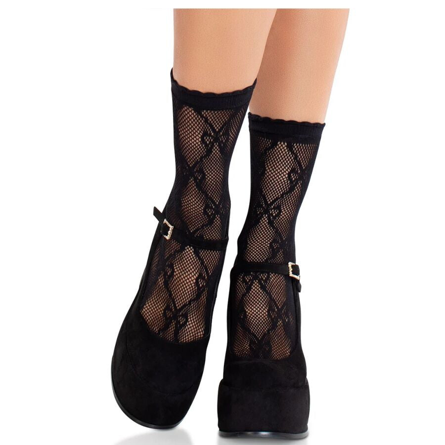 Leg Avenue – Black Lace Garter Socks