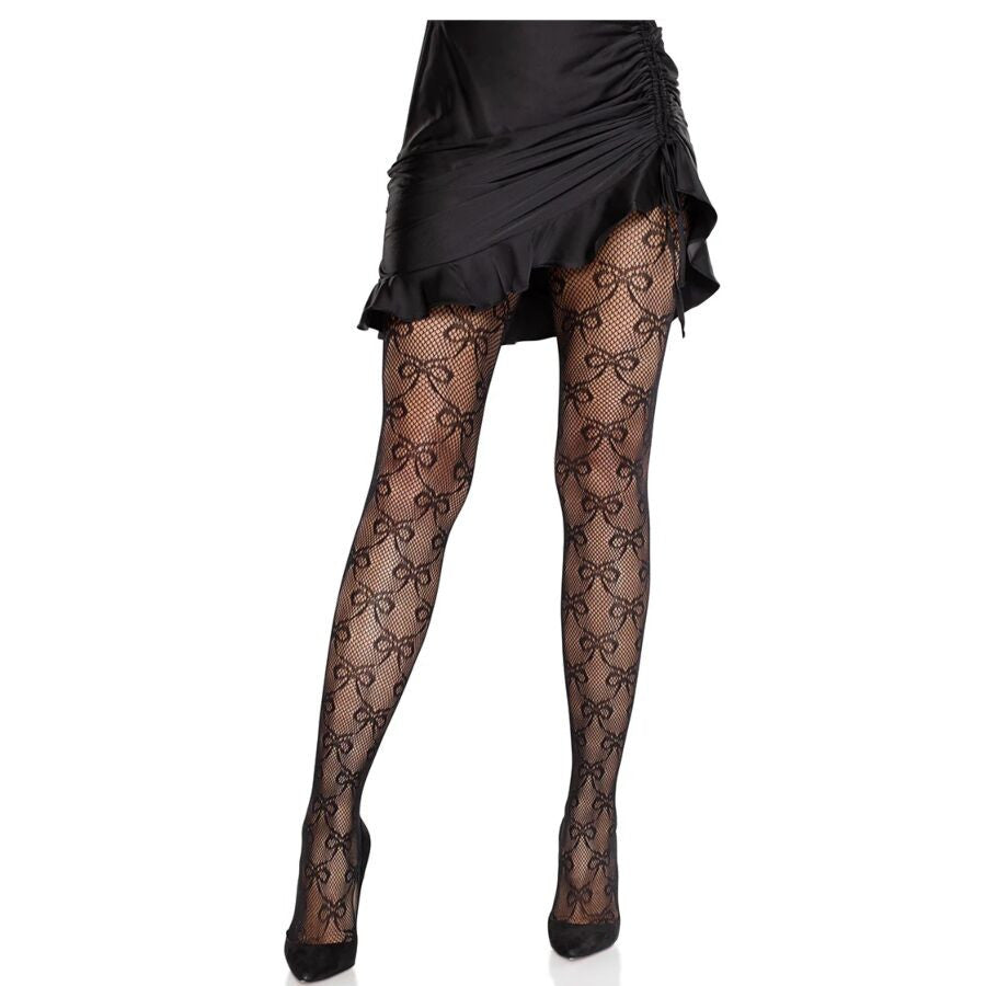 Leg Avenue – Bow Fishnet Stockings In Black