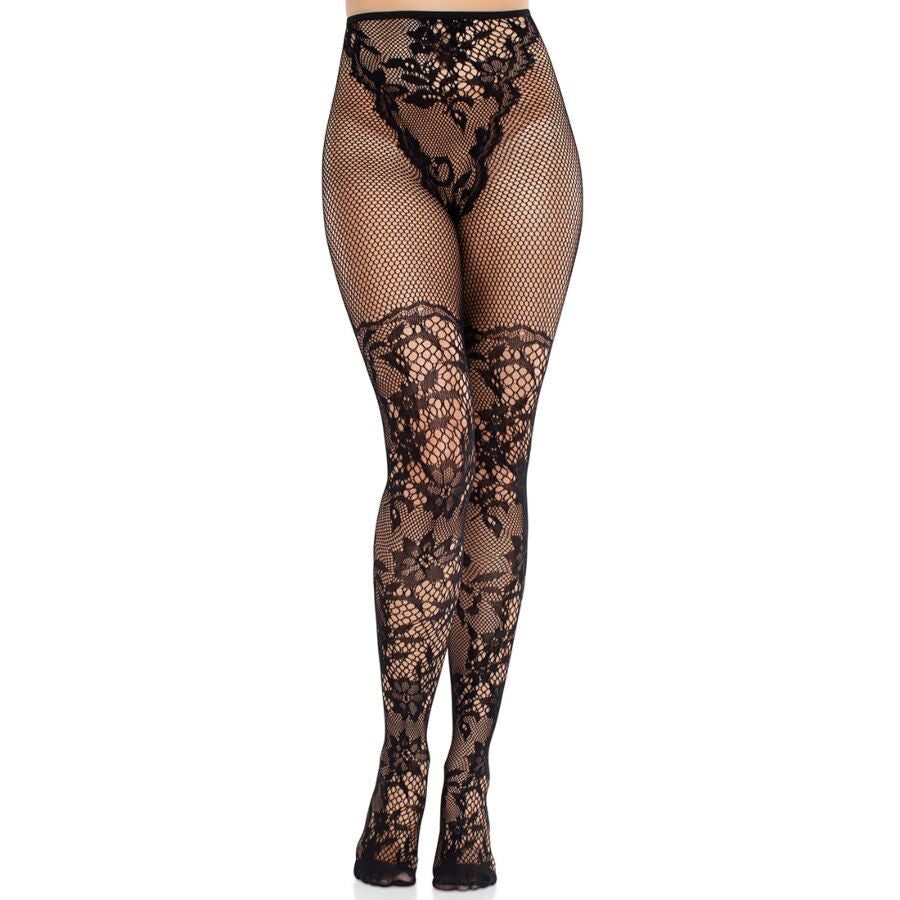 Leg Avenue Dahlia – Lace Stockings With Mesh Details