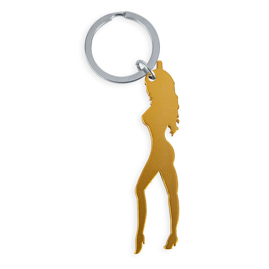 Diablo Picante – Gold-colored Female Silhouette Keychain With Bottle Opener