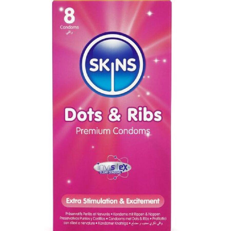Skins - Premium Condom Pack Of 8 With Dots And Pleats