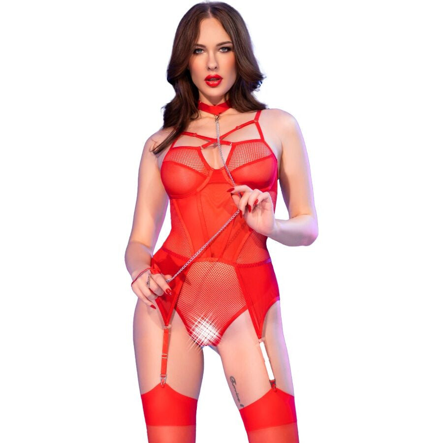 Chilirose - Sensual Red Tights Bodysuit S