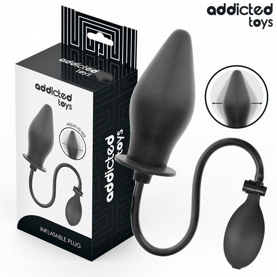 Addicted Toys Anal Plug Inflatable P-spot Stimulator Silicone Black
