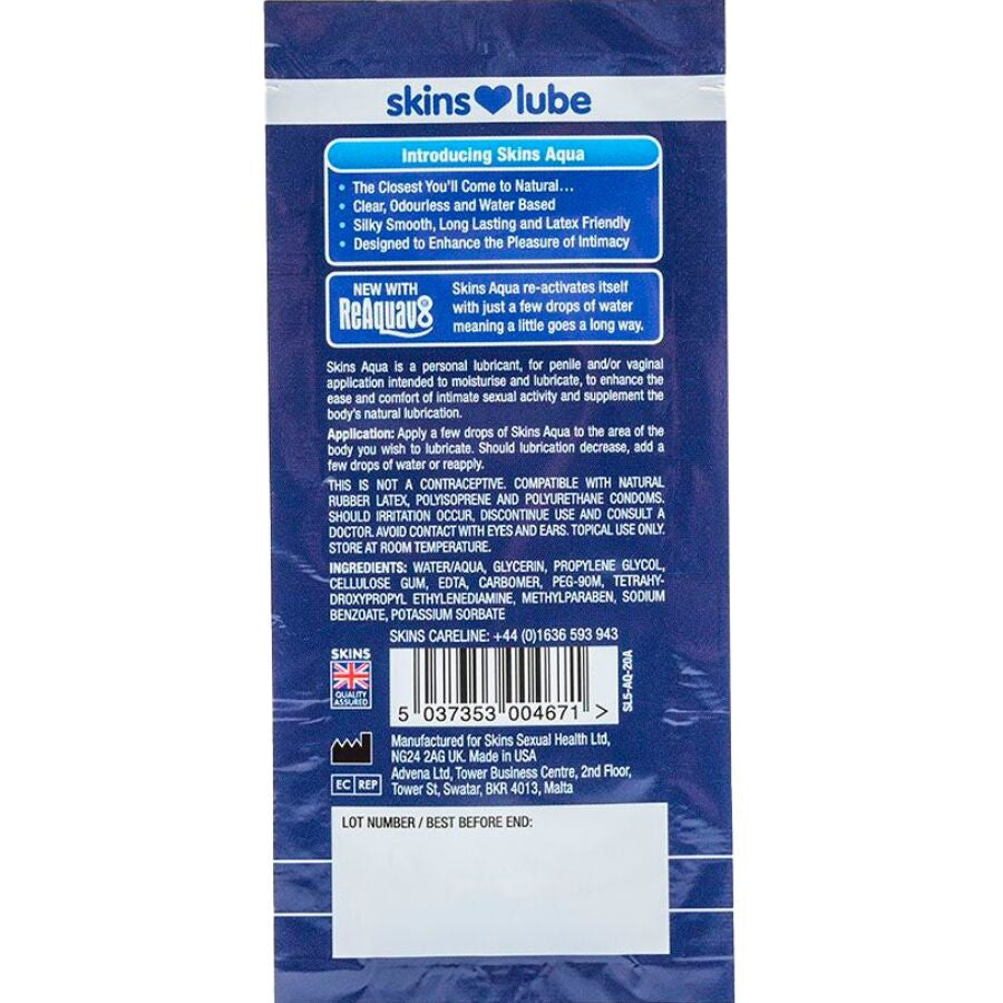 Skins Aqua – Water-based Lubricant 5 Ml Single Dose