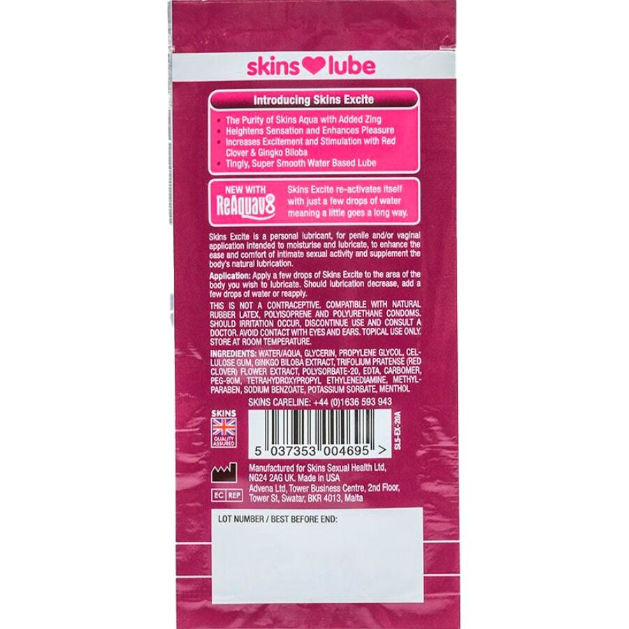 Skins Excite Water-based Lubricant 5 Ml Unit Dose