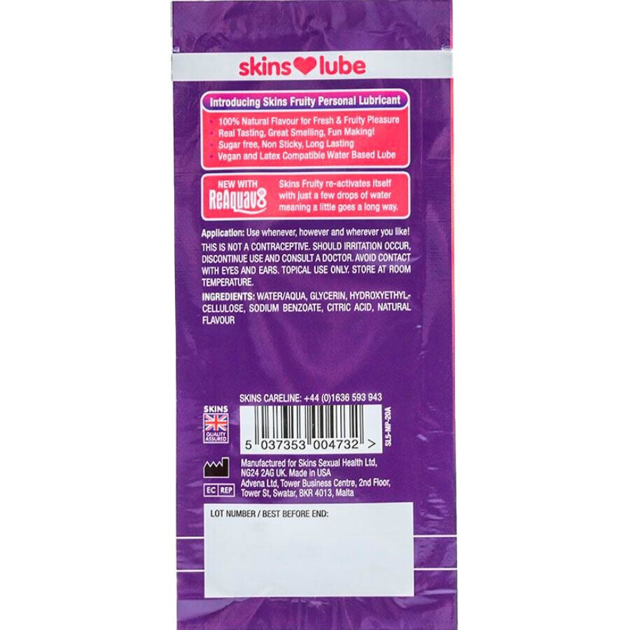 Skins Fruity Water-based Lubricant Mango And Passion Fruit 5 Ml Single Dose