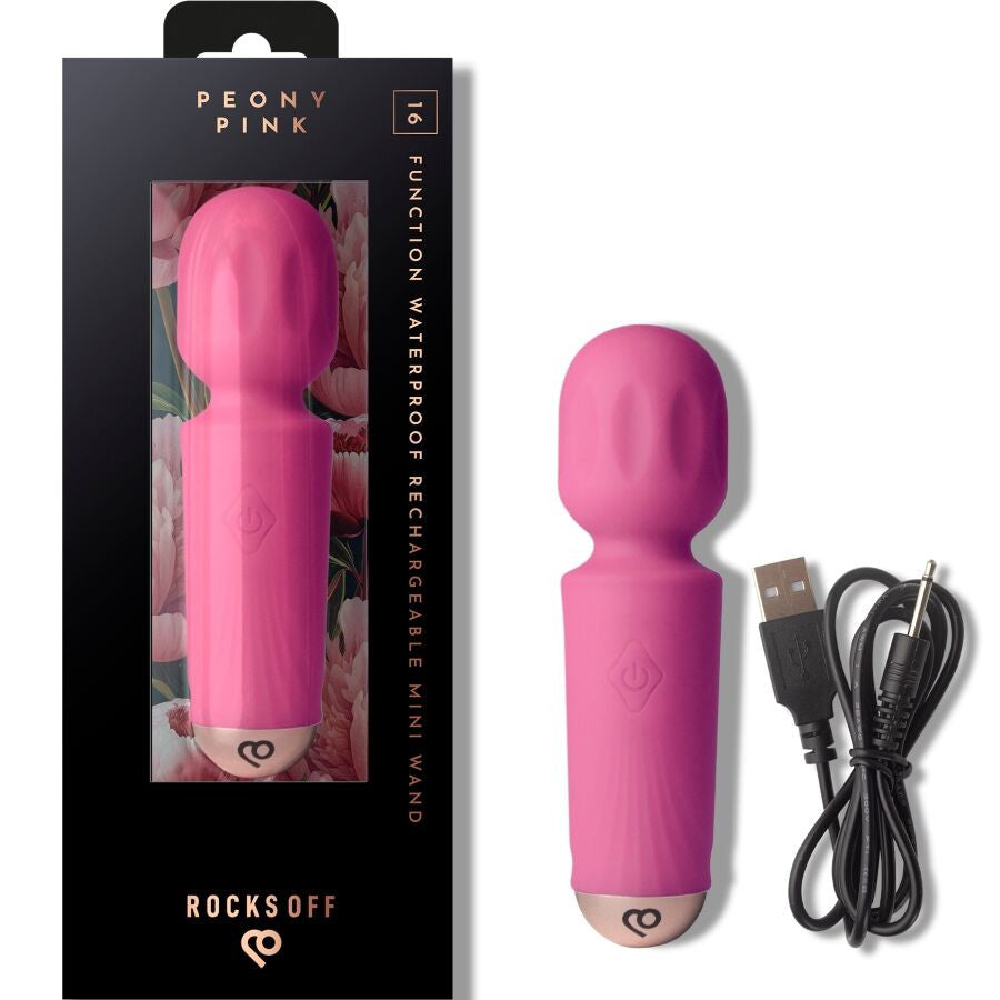 Rocks-off Mini Rechargeable Massager 16 Functions Peony Pink