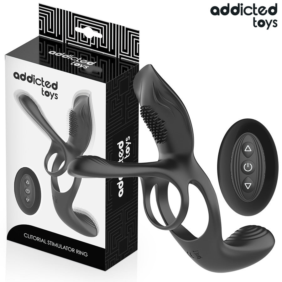 Addicted Toys Penis Ring Dual Stimulation 10 Vibration Modes Usb Rechargeable Waterproof 17 Cm Black
