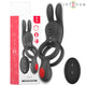 Intense Vibrating Penis Ring Double Stimulation Remote Control 9 Modes Waterproof Black